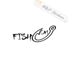 2x Fish on hook Decal Sticker Different colors & size for Cars/Bikes/Windows