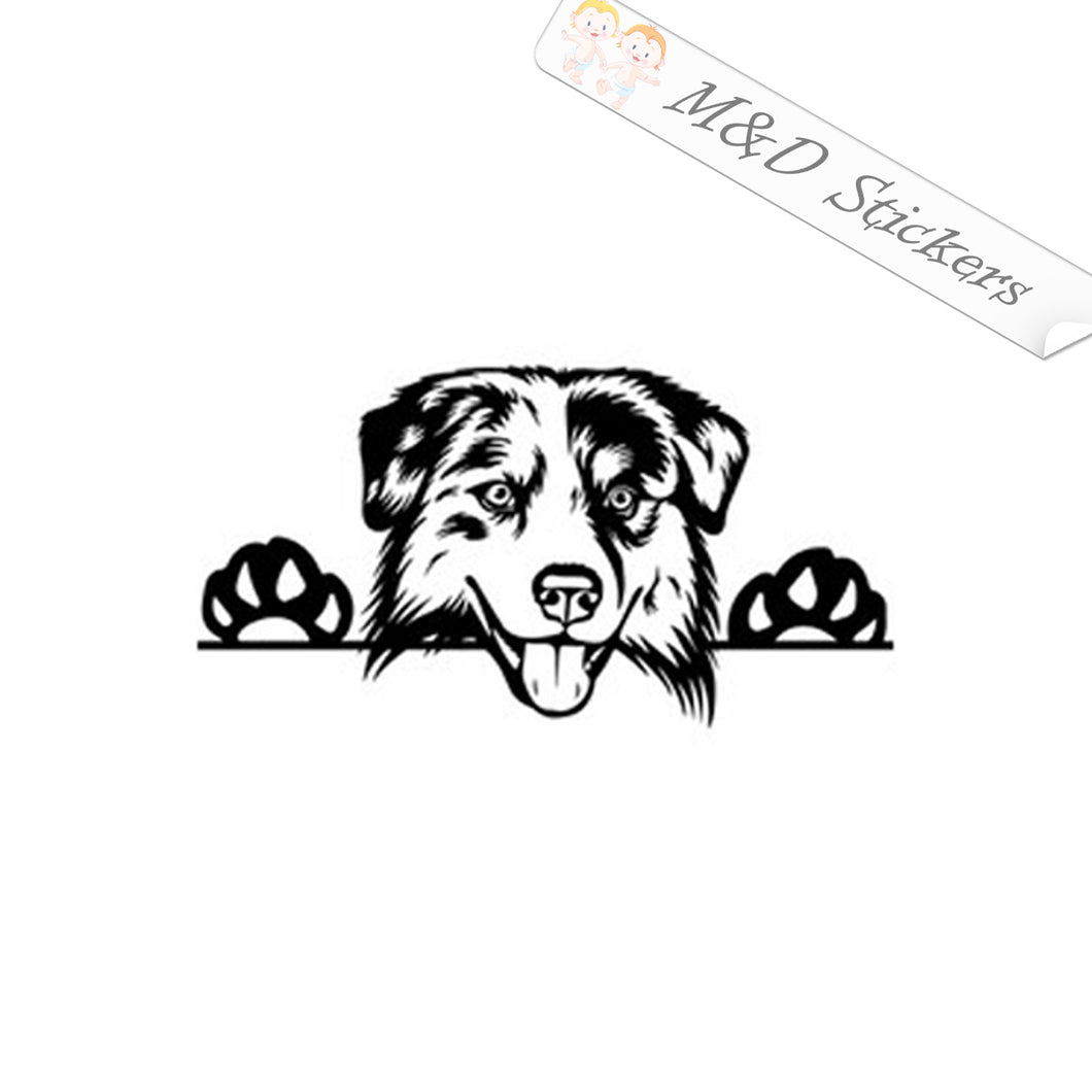 2x Peaking Australian Shepherd Dog Vinyl Decal Sticker Different colors & size for Cars/Bikes/Windows