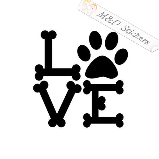 2x Love Paw bones Vinyl Decal Sticker Different colors & size for Cars/Bikes/Windows