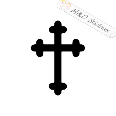 2x Christian Cross Vinyl Decal Sticker Different colors & size for Cars/Bikes/Windows
