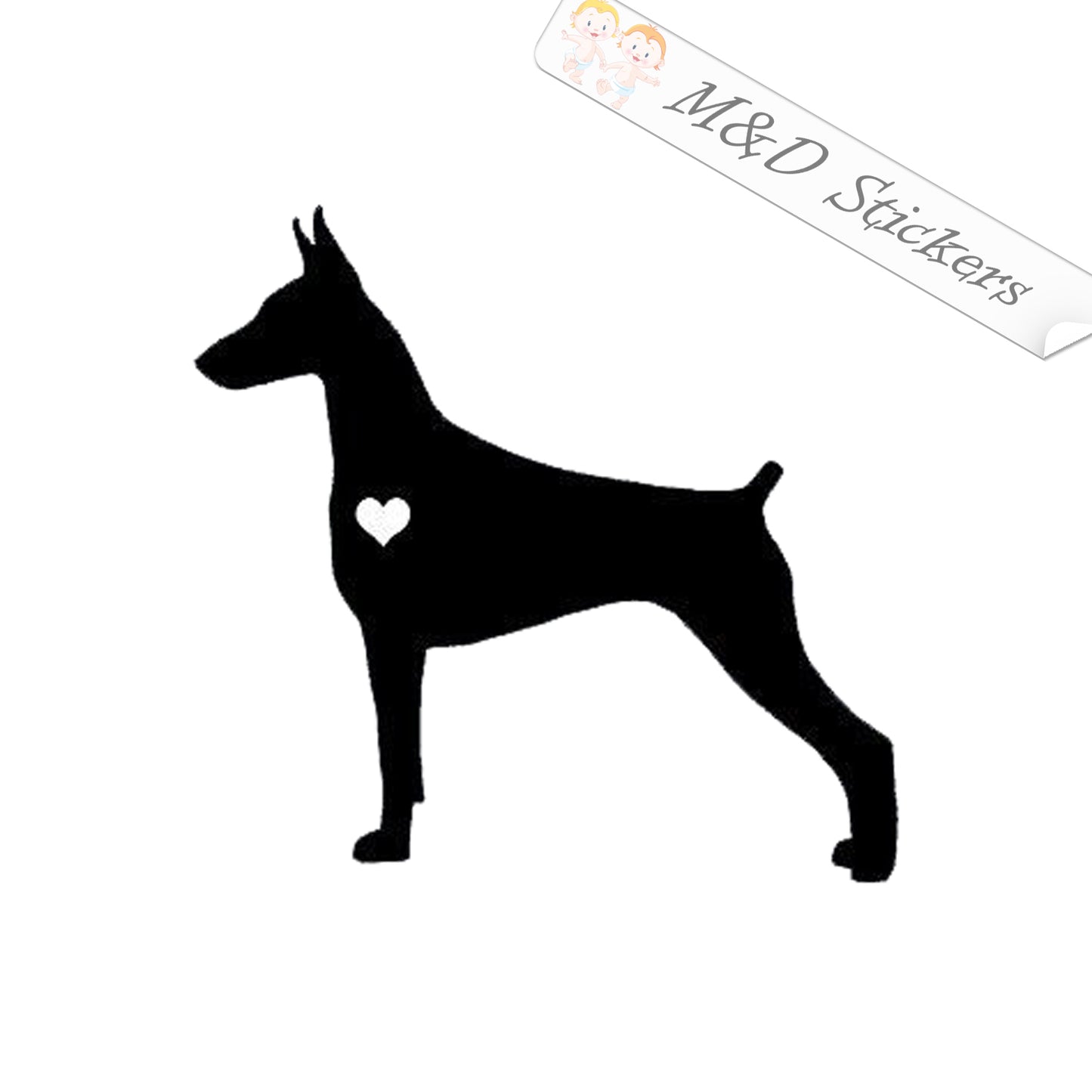 2x Doberman Dog Vinyl Decal Sticker Different colors & size for Cars/Bikes/Windows