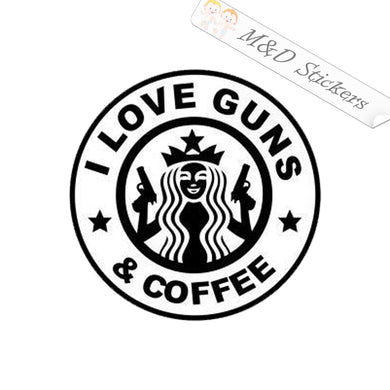 2x I love guns & Coffee Vinyl Decal Sticker Different colors & size for Cars/Bikes/Windows