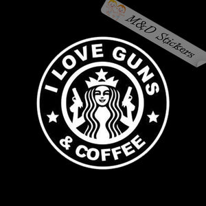 2x I love guns & Coffee Vinyl Decal Sticker Different colors & size for Cars/Bikes/Windows