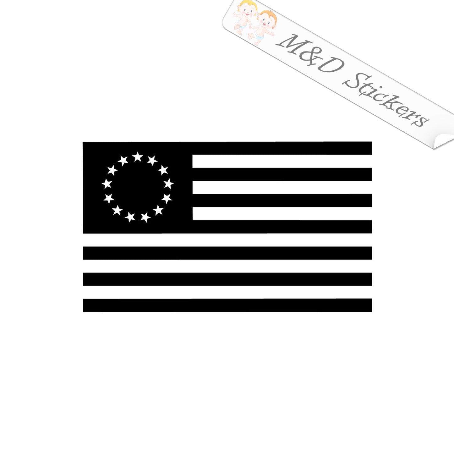2x Betsy Ross American Flag Vinyl Decal Sticker Different colors & size for Cars/Bikes/Windows