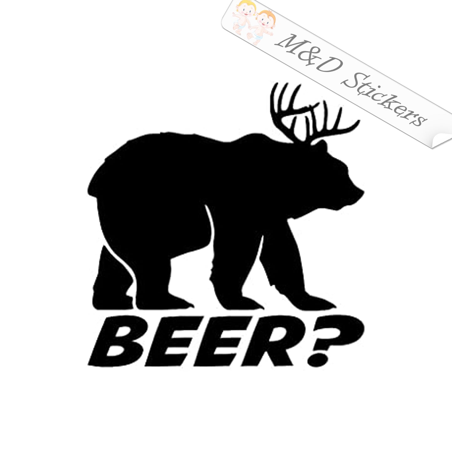 2x Beer - Deer & bear Vinyl Decal Sticker Different colors & size for Cars/Bikes/Windows