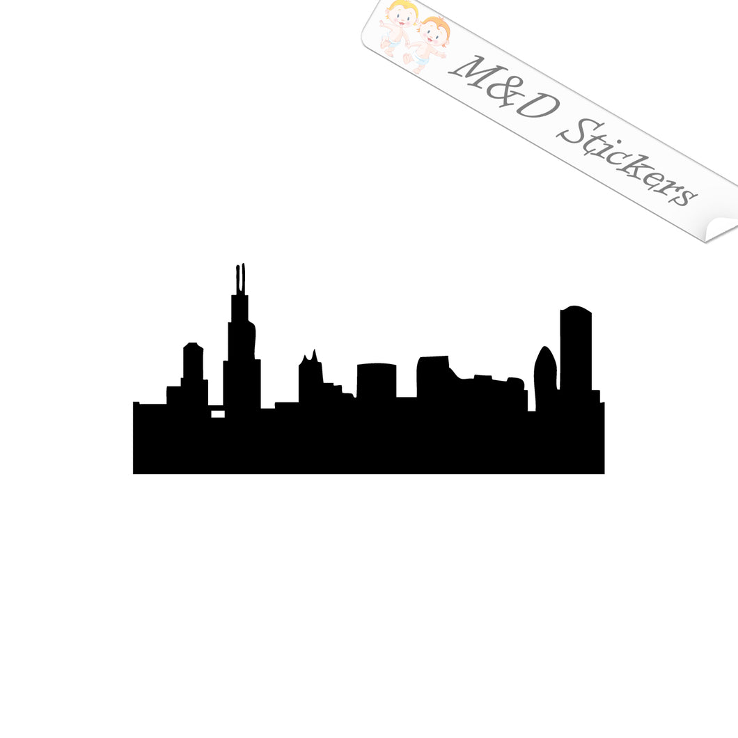 2x American Chicago City Skyline Vinyl Decal Sticker Different colors & size for Cars/Bikes/Windows