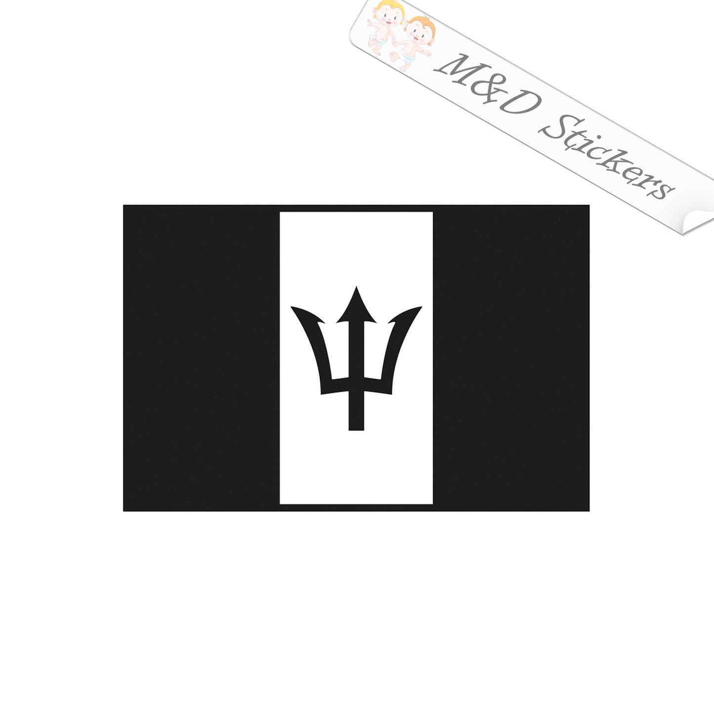 Barbados Trident Flag (4.5" - 30") Decal in Different colors & size for Cars/Bikes/Windows