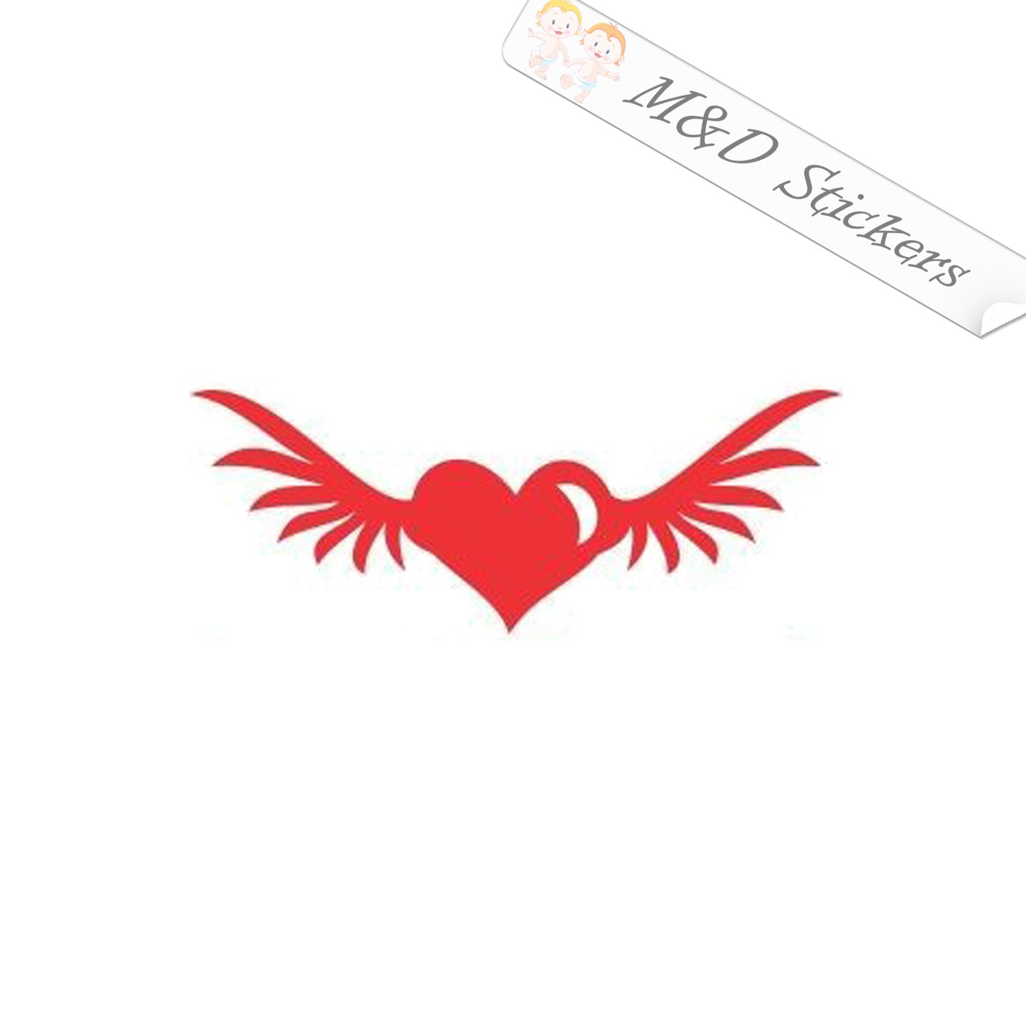 2x Heart with wings Vinyl Decal Sticker Different colors & size for Cars/Bikes/Windows