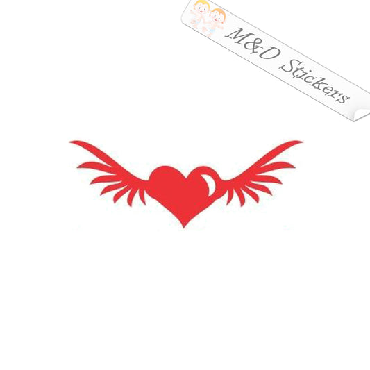 2x Heart with wings Vinyl Decal Sticker Different colors & size for Cars/Bikes/Windows