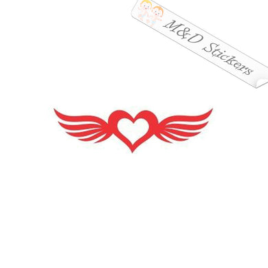 2x Heart with wings Vinyl Decal Sticker Different colors & size for Cars/Bikes/Windows