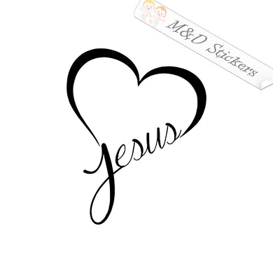 2x Heart Jesus love Vinyl Decal Sticker Different colors & size for Cars/Bikes/Windows