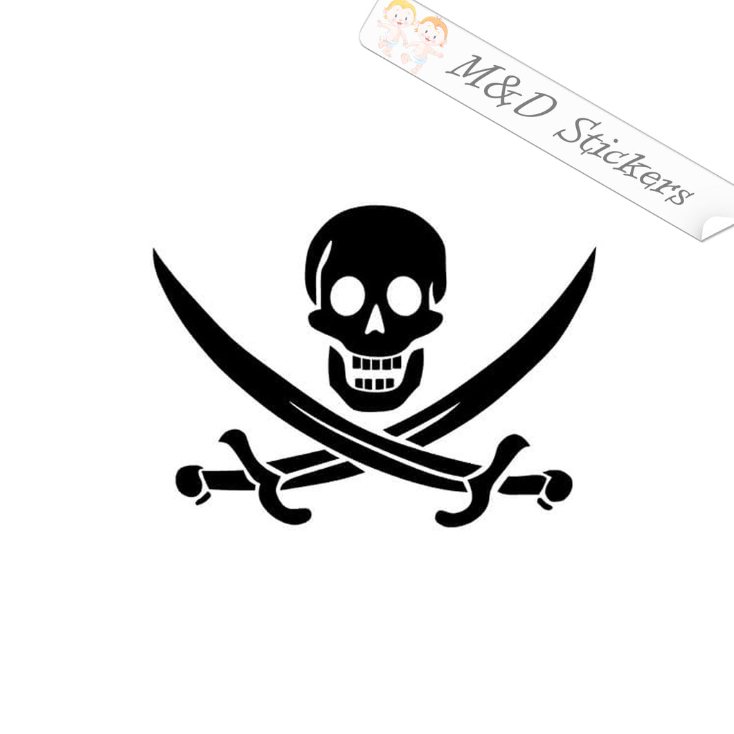 2x Pirate Flag Vinyl Decal Sticker Different colors & size for Cars/Bikes/Windows