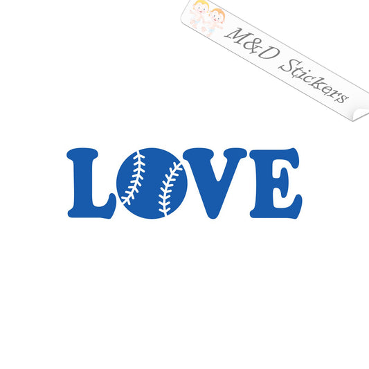 2x Love Baseball Vinyl Decal Sticker Different colors & size for Cars/Bikes/Windows