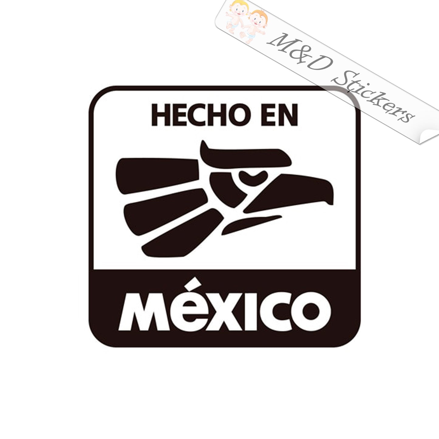 2x Mexican eagle Hecho en Mexico Vinyl Decal Sticker Different colors & size for Cars/Bikes/Windows