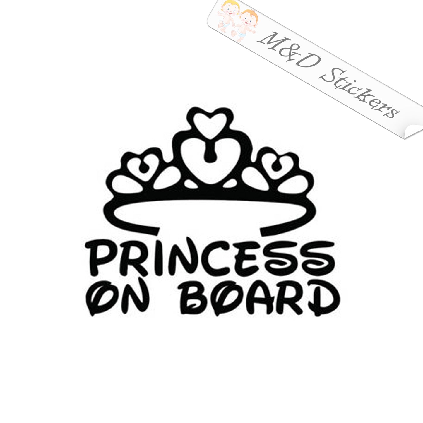 2x Princess on Board Vinyl Decal Sticker Different colors & size for Cars/Bikes/Windows