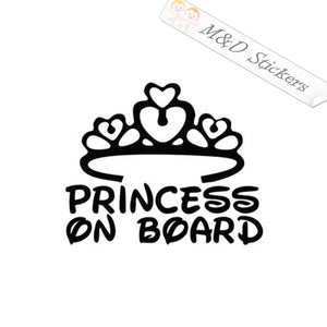2x Princess on Board Vinyl Decal Sticker Different colors & size for Cars/Bikes/Windows