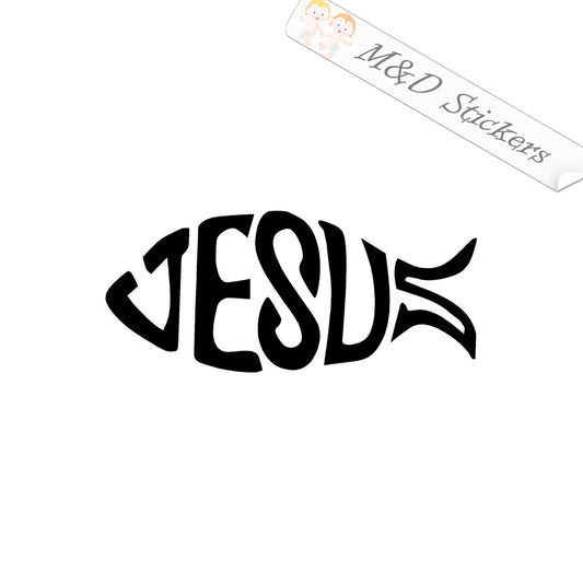 2x Jesus Fish Vinyl Decal Sticker Different colors & size for Cars/Bikes/Windows