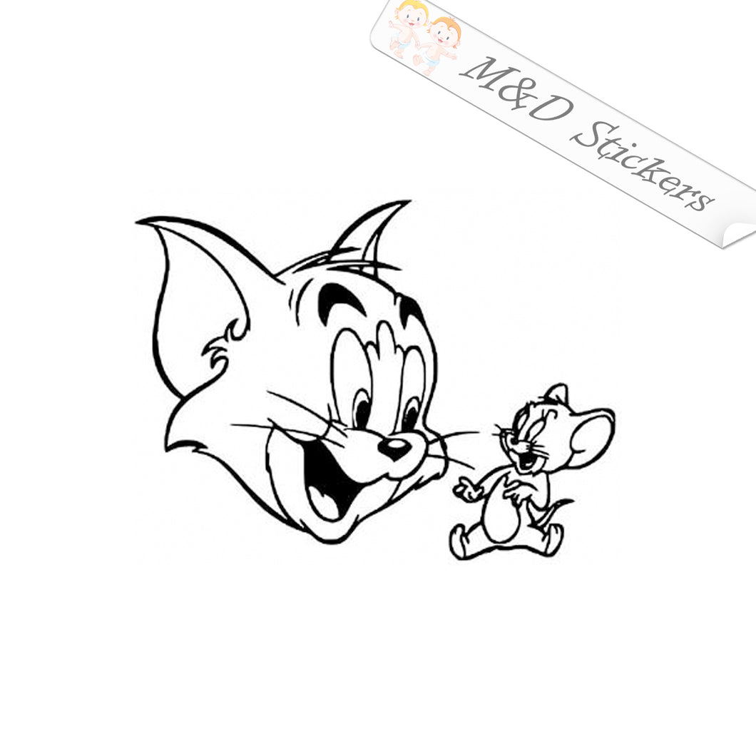 2x Tom and Jerry Vinyl Decal Sticker Different colors & size for Cars/Bikes/Windows
