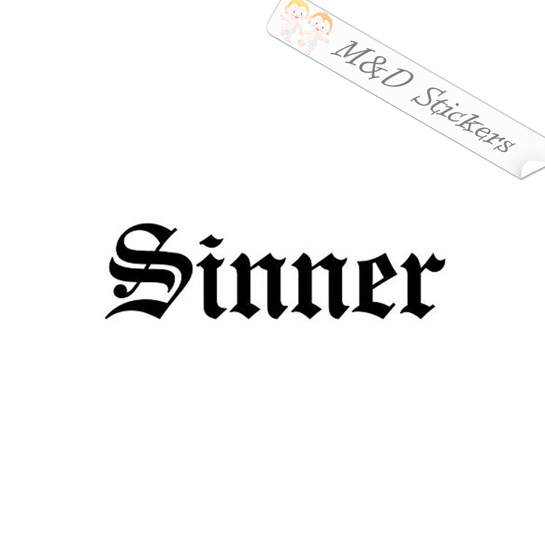 2x Sinner Vinyl Decal Sticker Different colors & size for Cars/Bikes/Windows