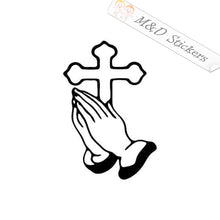 2x Christian Cross and praying hands Vinyl Decal Sticker Different colors & size for Cars/Bikes/Windows