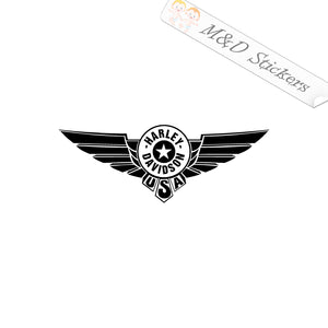 2x Round Harley-Davidson with wings Logo Vinyl Decal Sticker Different colors & size for Cars/Bikes/Windows