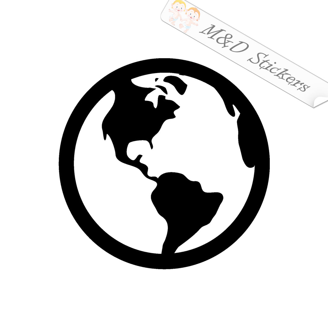 2x World Globe Vinyl Decal Sticker Different colors & size for Cars/Bikes/Windows